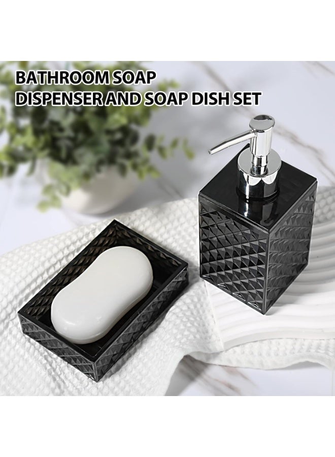 YelaJoy Black Bathroom Accessories Set, 4 Pack Matte Black Bath Accessory Sets Complete, Acrylic Soap Dispenser and Toothbrush Holder Set for Bathroom Counter Sink, Modern Bathroom Decor - Image 3